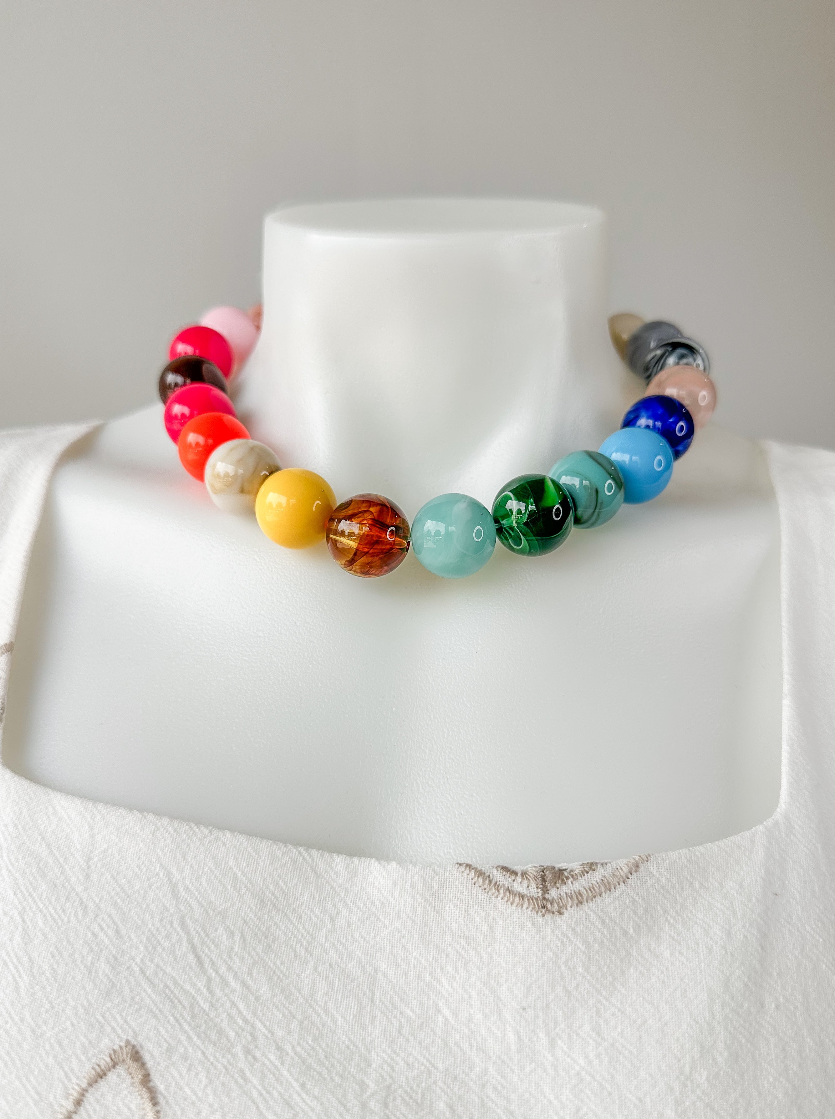 Rainbow Beige Beaded Necklace