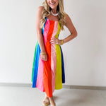 Rainbow Colorblock A Line Dress
