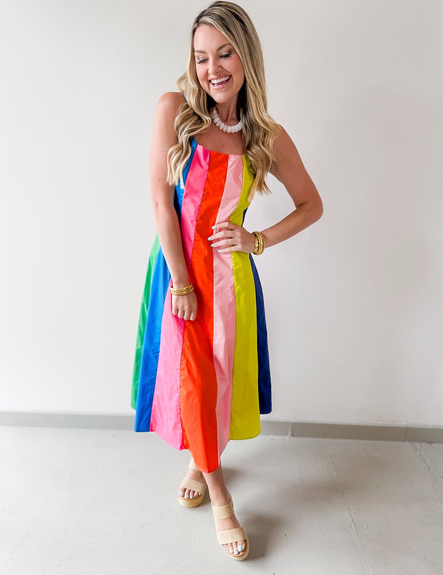 Rainbow Colorblock A Line Dress
