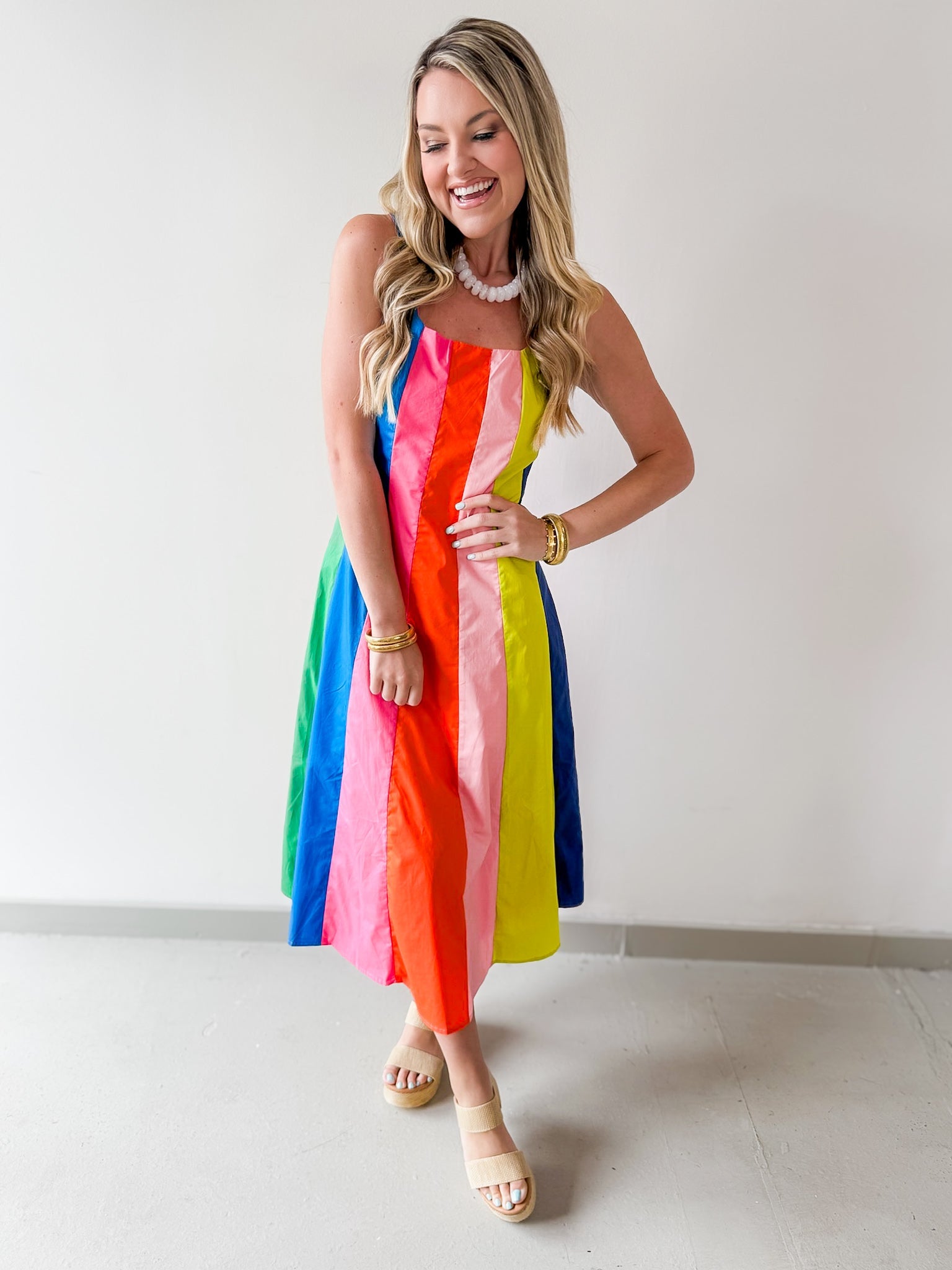 Rainbow Colorblock A Line Dress