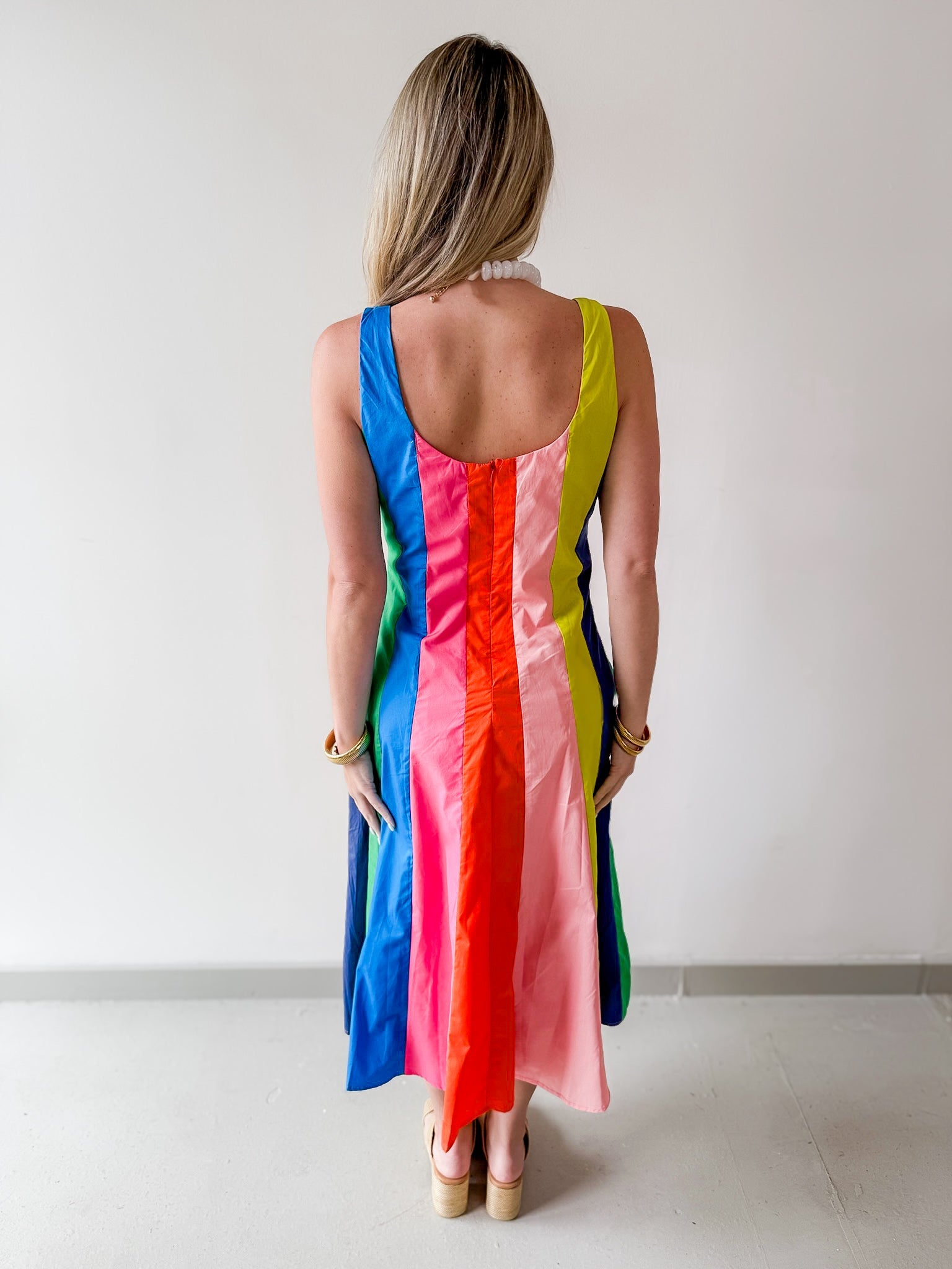 Rainbow Colorblock A Line Dress