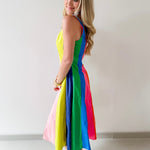Rainbow Colorblock A Line Dress