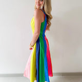 Rainbow Colorblock A Line Dress