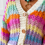 Rainbow Contrast Knit Cardigan