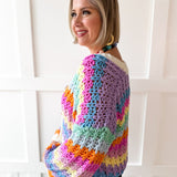 Rainbow Contrast Knit Cardigan