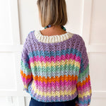 Rainbow Contrast Knit Cardigan