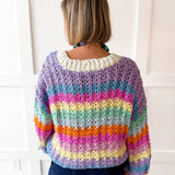 Rainbow Contrast Knit Cardigan