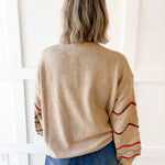 Rainbow Zig Zag Knit Sweater- Khaki
