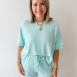 Raised rib short sleeve tee & short pants set