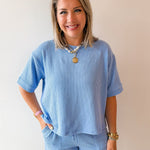 Raised rib short sleeve tee & short pants set