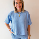 Raised rib short sleeve tee & short pants set