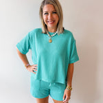 Raised rib short sleeve tee & short pants set
