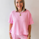 Raised rib short sleeve tee & short pants set