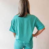 Raised rib short sleeve tee & short pants set