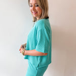 Raised rib short sleeve tee & short pants set