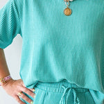 Raised rib short sleeve tee & short pants set