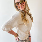 Raw Edge Knit Sweater- Oatmeal