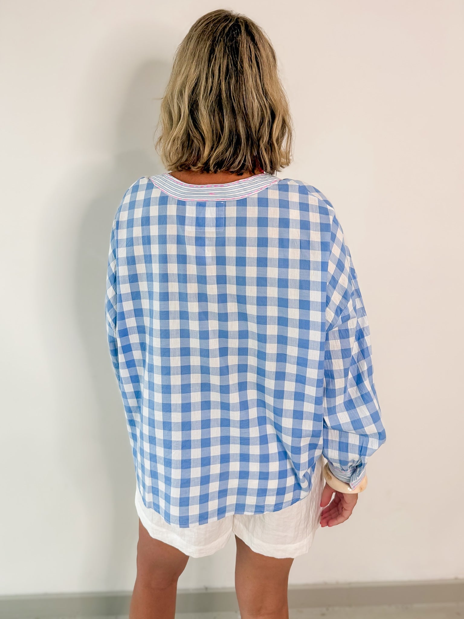 Relaxed Fit Mock Neck Placket Top