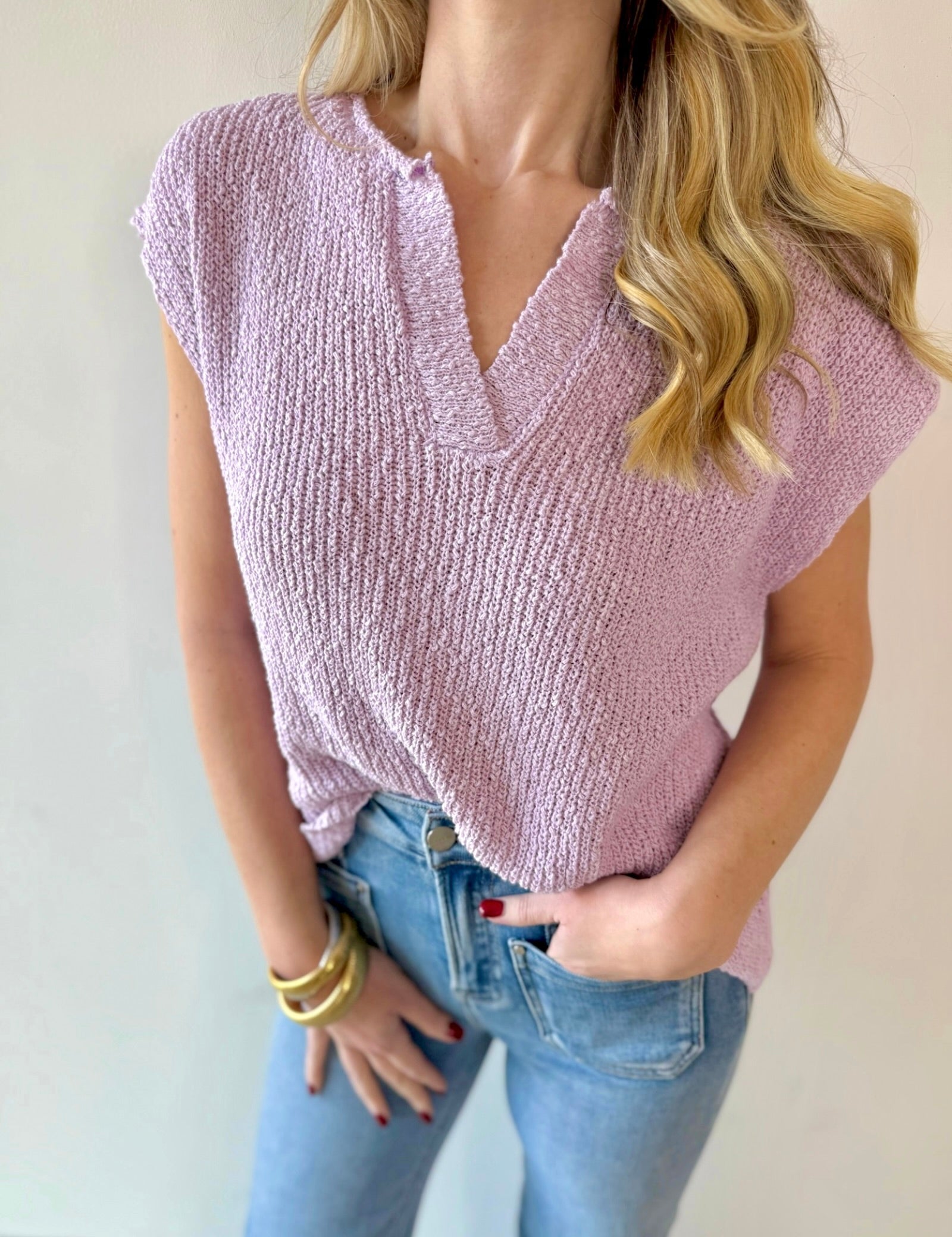 Relaxed Fit Slub Knit Top