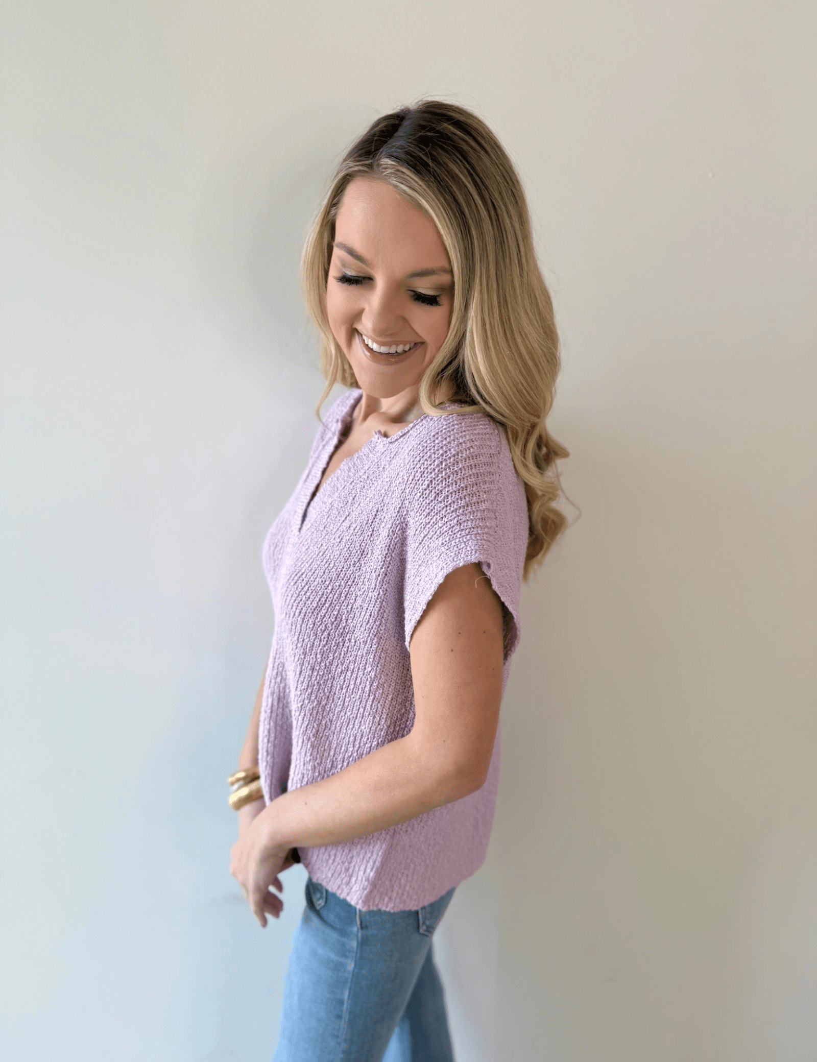 Relaxed Fit Slub Knit Top
