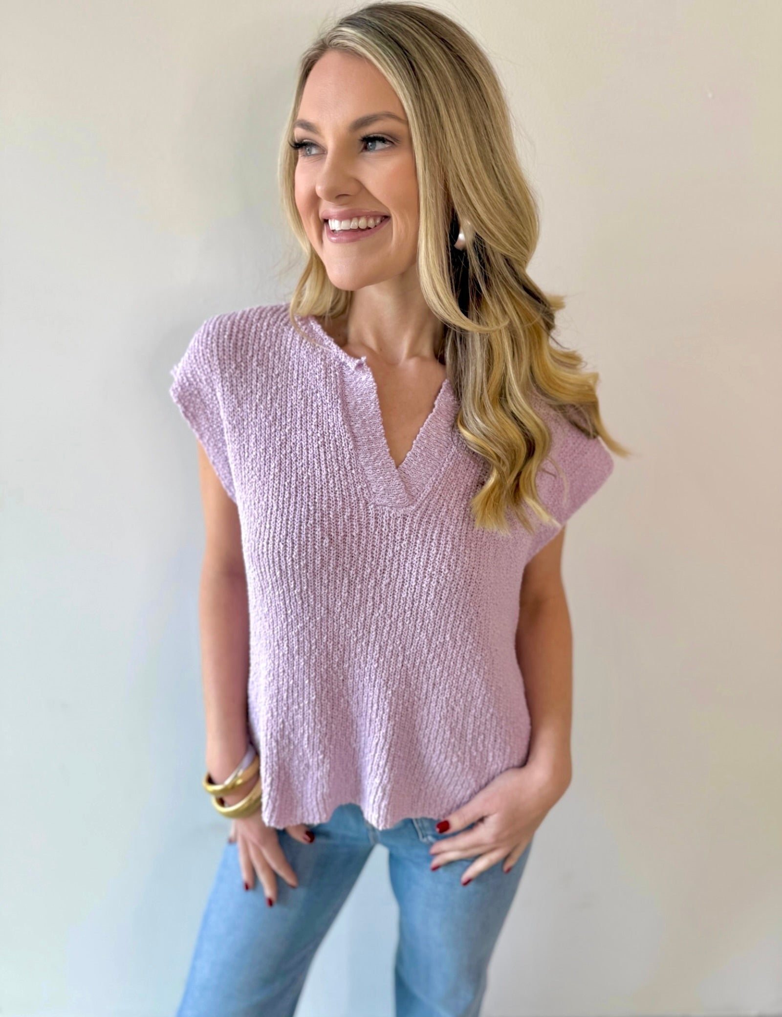 Relaxed Fit Slub Knit Top