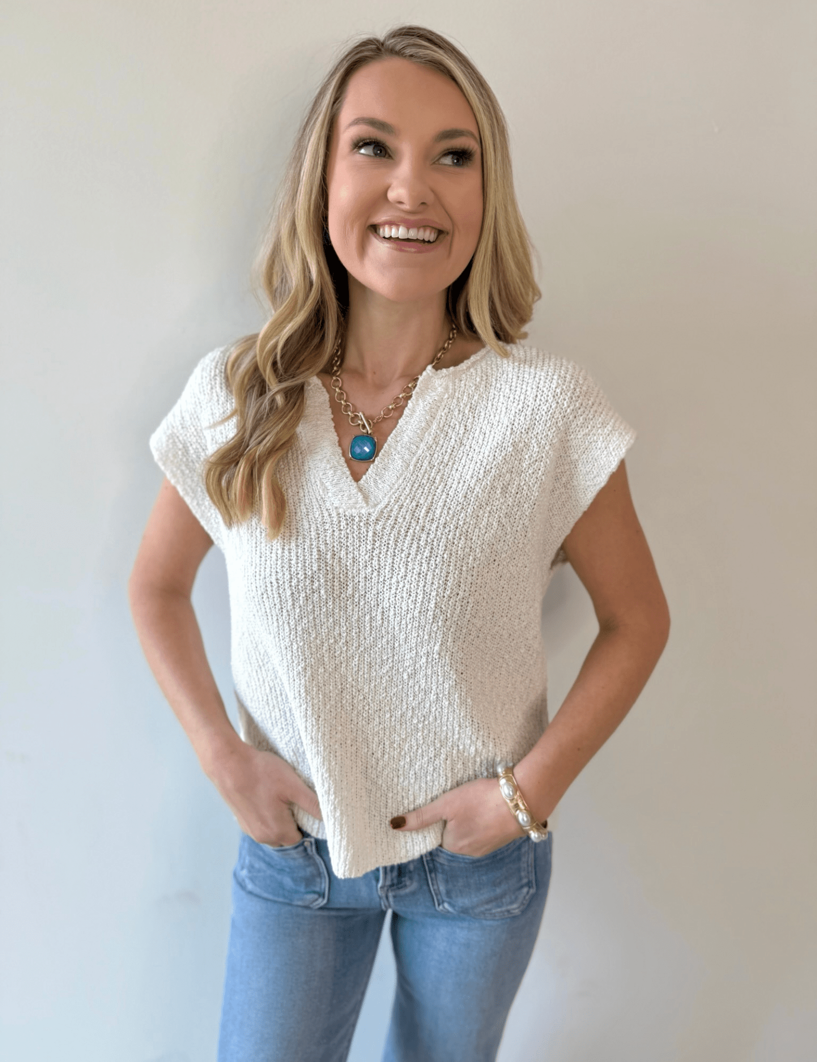 Relaxed Fit Slub Knit Top