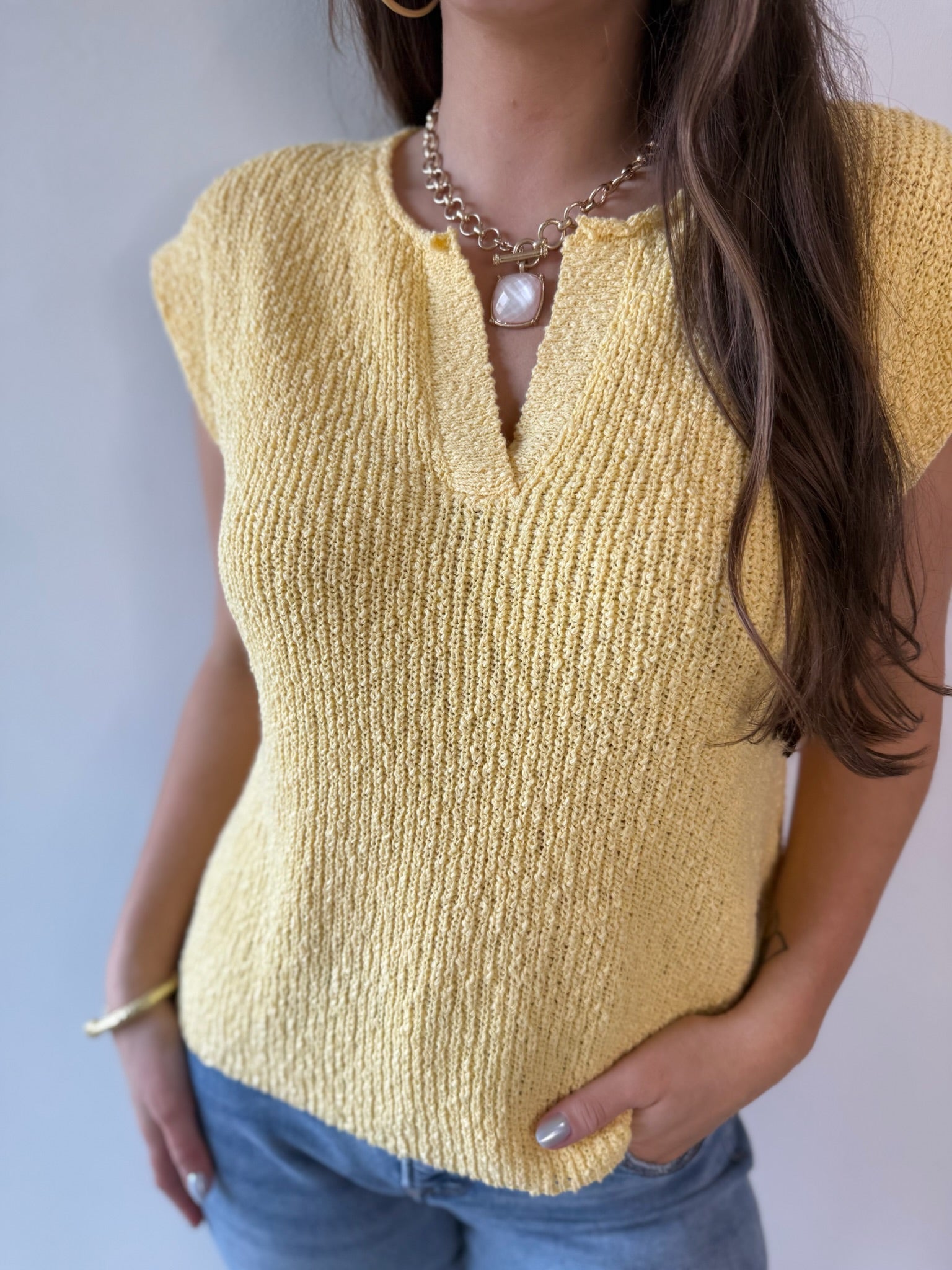 Relaxed Fit Slub Knit Top
