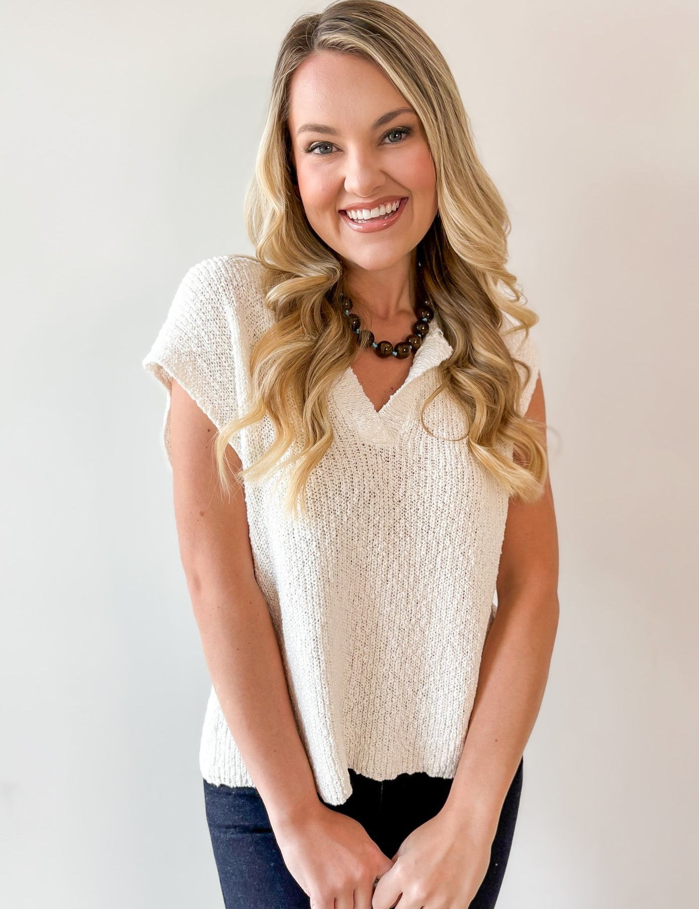 Relaxed Fit Slub Knit Top