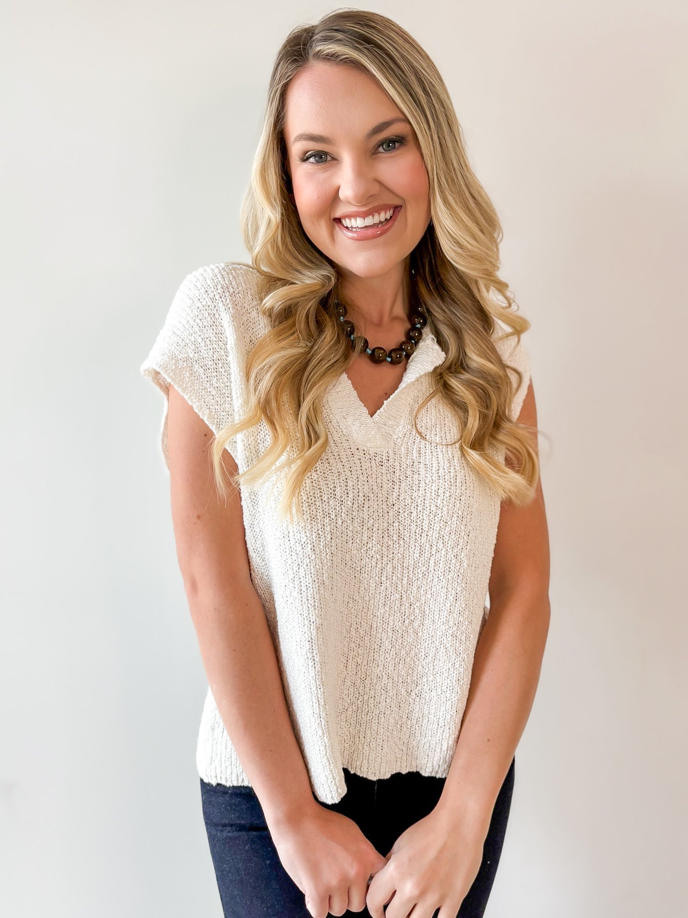 Relaxed Fit Slub Knit Top