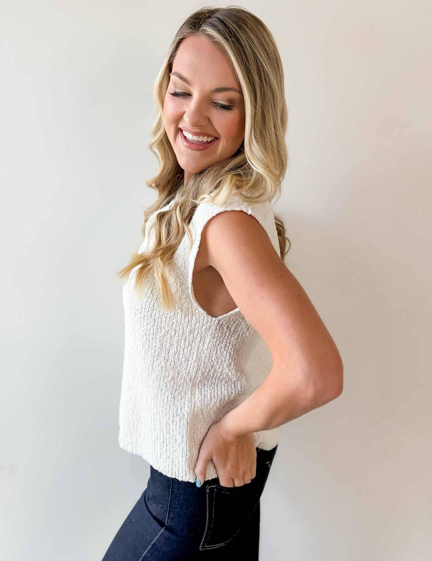 Relaxed Fit Slub Knit Top
