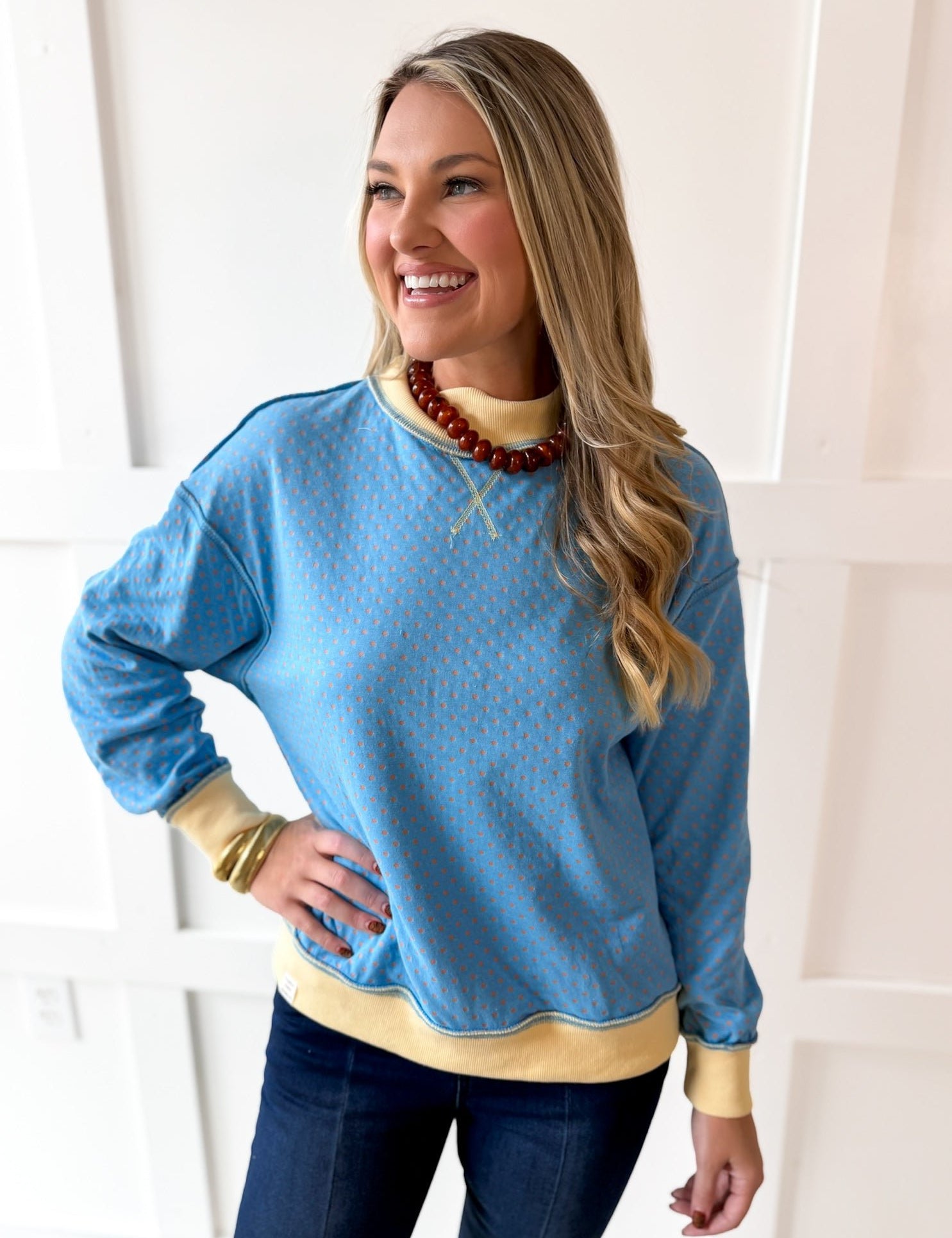 Reversible Sweater - Sky/Peach