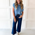 Ribbed Contrast Piped Knit Top