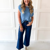 Ribbed Contrast Piped Knit Top