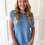 Ribbed Contrast Piped Knit Top