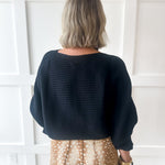 Ribbed Dolman Knit Top - Black