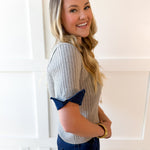 Ribbed Knit Short Sleeve Top - Grey