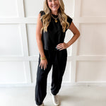 Ribbed Top & Jogger Set - Ash Black