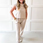 Ribbed Top & Jogger Set - Bone