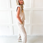 Ribbed Top & Jogger Set - Bone