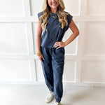Ribbed Top & Jogger Set - Indigo