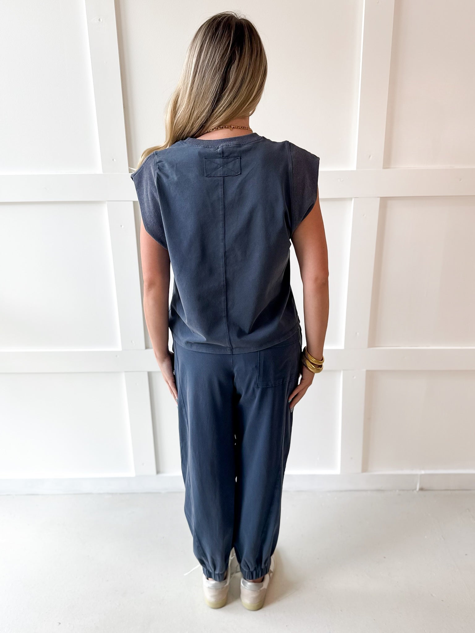 Ribbed Top & Jogger Set - Indigo