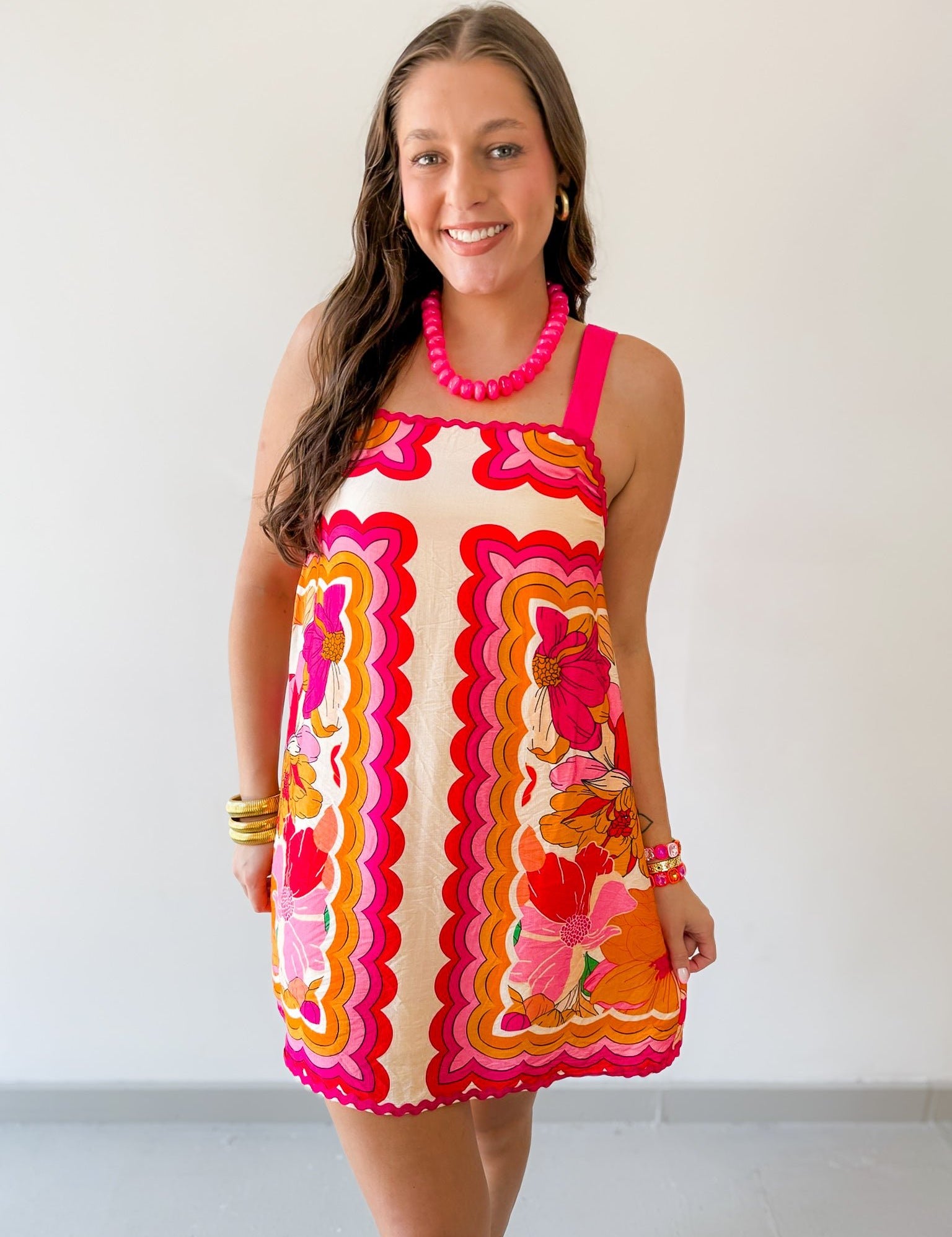 Ric-Rac Strap Floral Dress