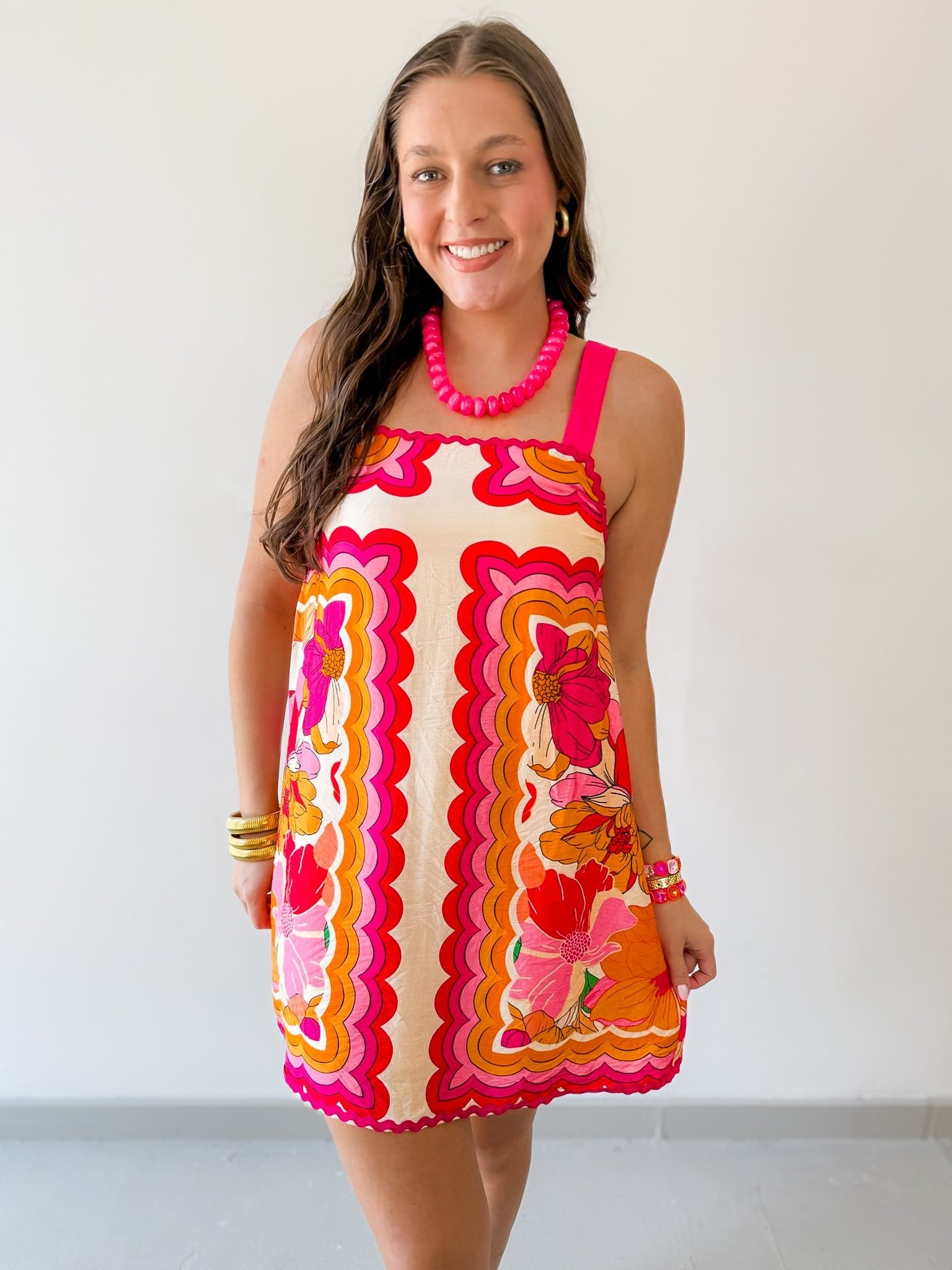 Ric-Rac Strap Floral Dress