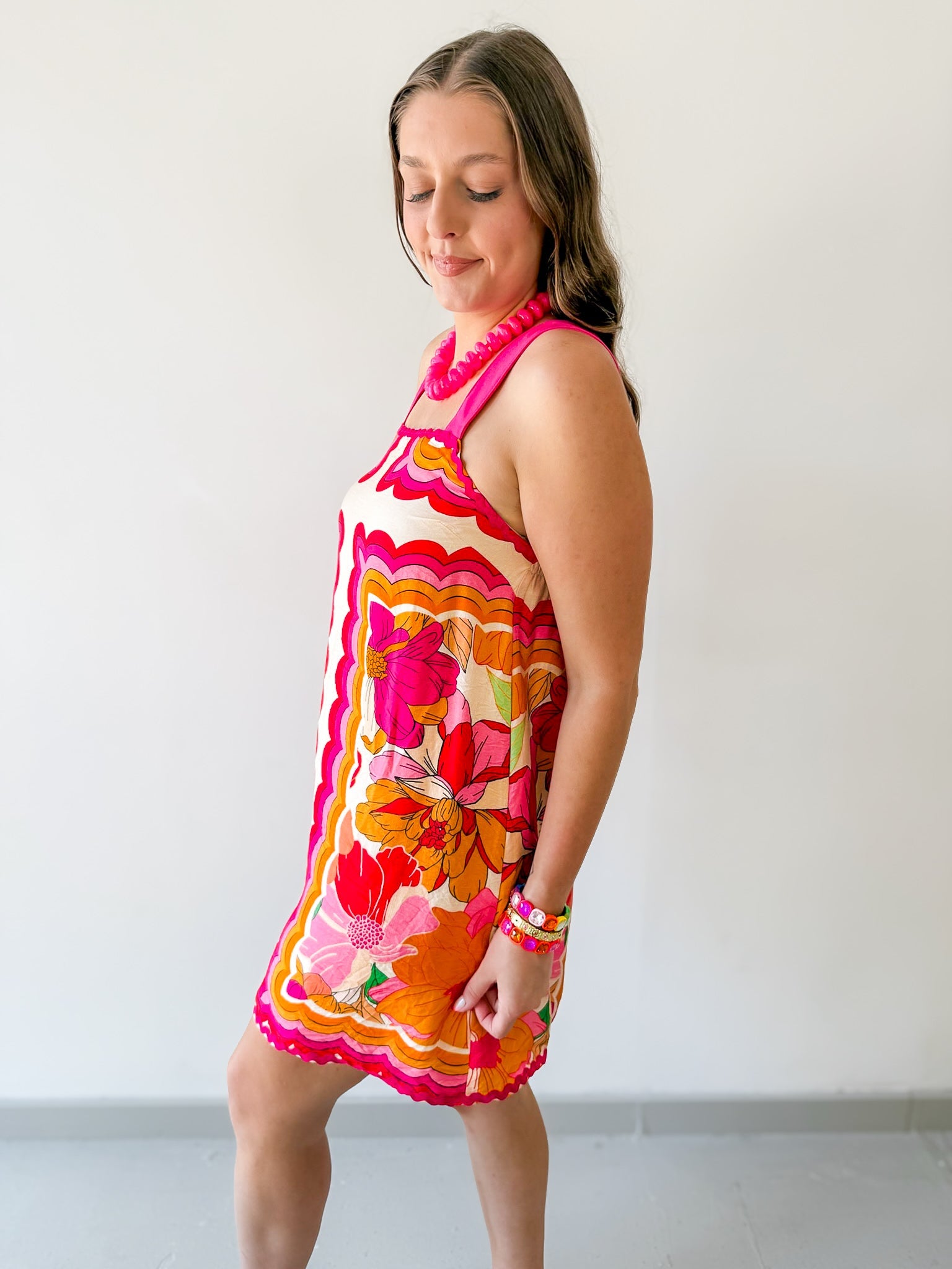 Ric-Rac Strap Floral Dress