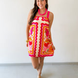 Ric-Rac Strap Floral Dress