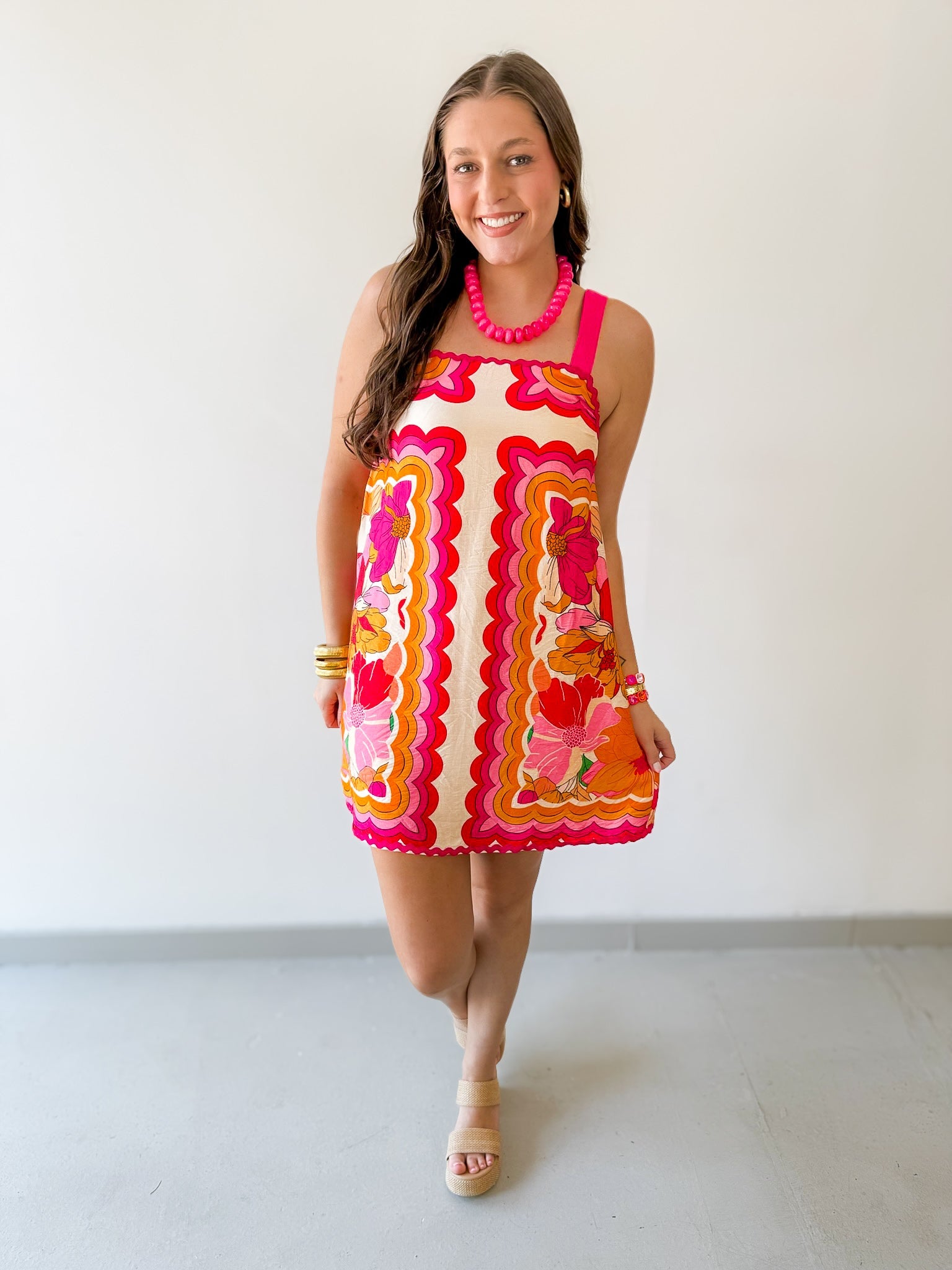Ric-Rac Strap Floral Dress