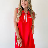 Ric - Rac Trim Detail Solid Shift Dress