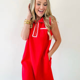 Ric - Rac Trim Detail Solid Shift Dress