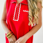 Ric - Rac Trim Detail Solid Shift Dress