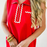 Ric - Rac Trim Detail Solid Shift Dress